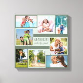 グランドキッズが人生を作る8フォトコラージンググリーン キャンバスプリント (正面)