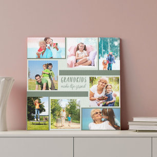 グランドキッズが人生を作る8フォトコラージンググリーン キャンバスプリント