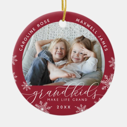 グランドキッズが人生を壮大な写真に セラミックオーナメント (正面)