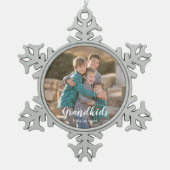 グランドキッズが人生を壮大にする スノーフレークピューターオーナメント (正面)