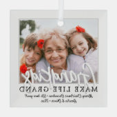 グランドキッズが人生を壮大に1写真祖父母に ガラスオーナメント (裏面)