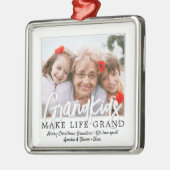 グランドキッズが人生を壮大に1写真祖父母に メタルオーナメント (左)