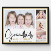 グランドキッズが人生を大きく4枚の写真パーソナライズされた フォトプラーク (正面)