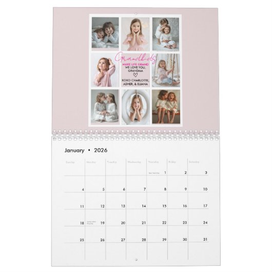 グランドキッズが人生を大きな祖母に作る8フォトカスタム カレンダー (1月 2026)