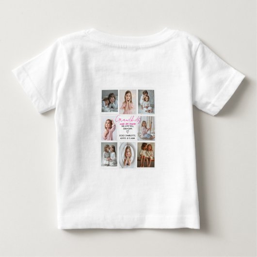 グランドキッズが人生を大きな祖母に作る8フォトカスタム ベビーTシャツ (裏面)