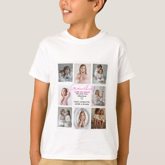 グランドキッズが人生を大きな祖母に作る8フォトカスタム Tシャツ (正面)