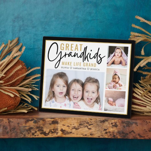 グランドキッズが人生を祖父母に4枚の写真 フォトプラーク (側面)
