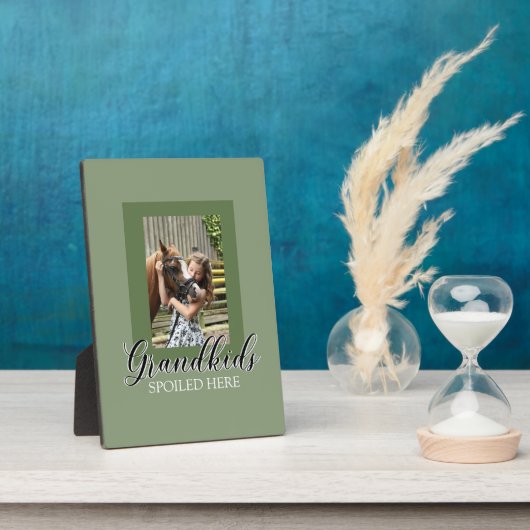 グランドキッズここで甘やかされたグランドペアレント写真テンプレート フォトプラーク (側面)