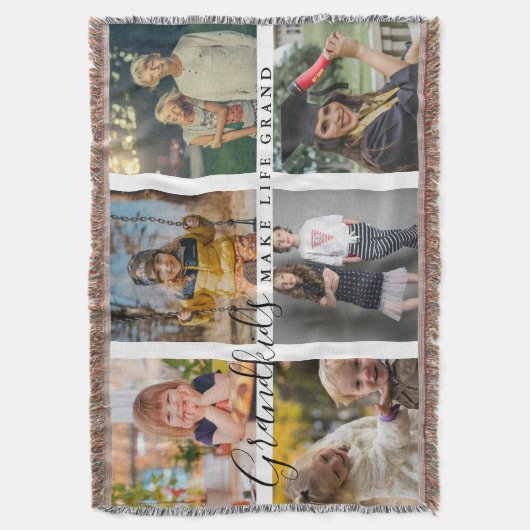 グランドキッズのおばあちゃんの人生の壮大な6写真ギフト スローブランケット (正面縦)