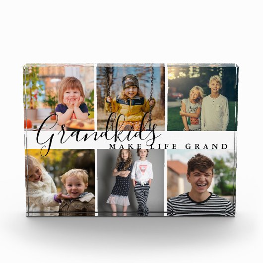 グランドキッズのおばあちゃんの人生の壮大な6写真ギフト フォトブロック (正面)