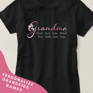 グランドキッズの名前が付いたカラフルおばあちゃんシャツ Tシャツ