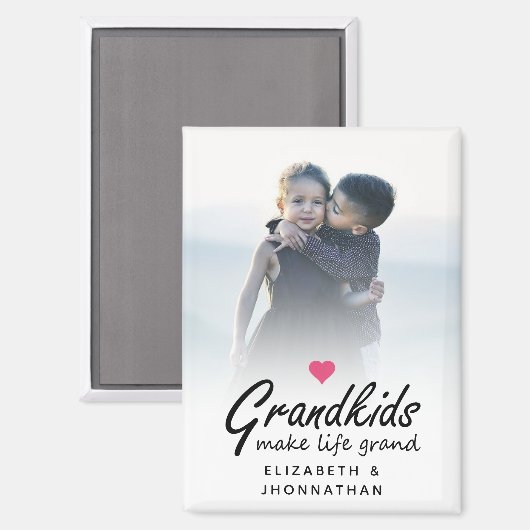 グランドキッズフォトキープサケ祖父母の日のプレゼント マグネット (正面/裏面)