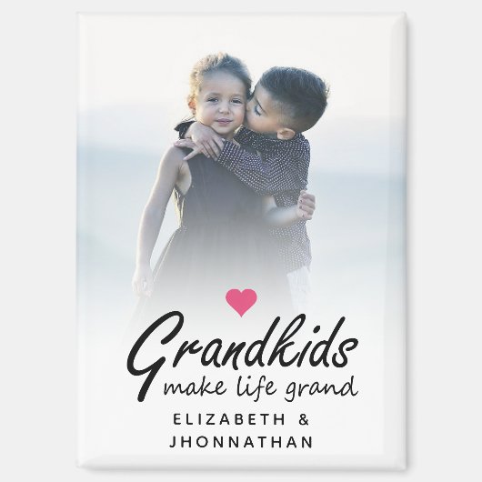 グランドキッズフォトキープサケ祖父母の日のプレゼント マグネット (正面)