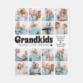 グランドキッズメイクライフカスタムグランド16フォトコラージュ フリースブランケット (正面)