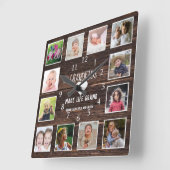 グランドキッズメイクライフグランド引用文フォトコラージングウッド スクエア壁時計 (傾斜)