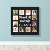 グランドキッズメイクライフグランド引用文12フォトコラージュ キャンバスプリント (インサイチュ (ウッドフロア))