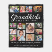 グランドキッズメイクライフグランド引用文14フォトブラック フリースブランケット (正面)