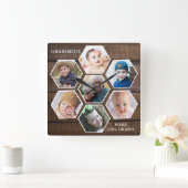 グランドキッズメイクライフグランド引用文7フォトウッド スクエア壁時計 (ホーム)