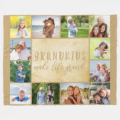 グランドキッズメイクライフ12フォトコラージュニュートラル フリースブランケット (正面(横))