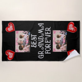 グランドキッズ最高のとおばあちゃん永遠フォトブラック ビーチタオル