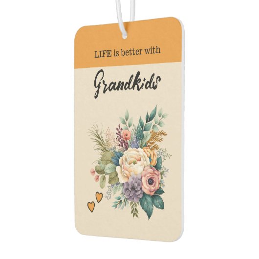 グランドキッズ4フォトフローラハートオレンジ カーエアーフレッシュナー (左)