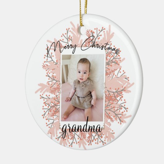 グランドキッドのクリスマスフォトのおばあちゃん セラミックオーナメント (左)