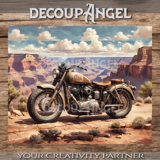 グランドキャニオンに駐車したヴィンテージのオートバイ#1 薄葉紙