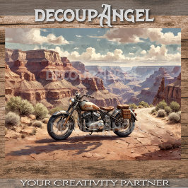 グランドキャニオンに駐車したヴィンテージのオートバイ#2 薄葉紙