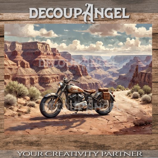 グランドキャニオンに駐車したヴィンテージのオートバイ#2 薄葉紙