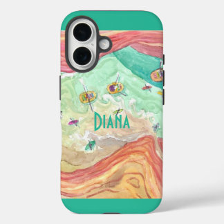 グランドキャニオンのホワイトウォーターの水彩画 iPhone 16ケース