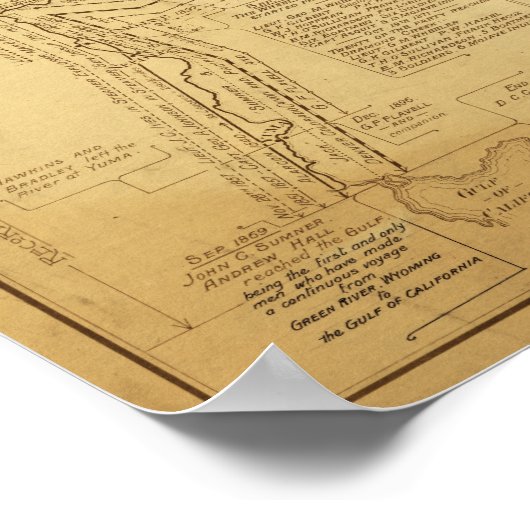 グランドキャニオンの地図を探検した歴史 ポスター (角)