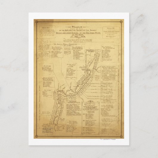 グランドキャニオンの地図を探検した歴史 ポストカード (正面)