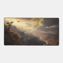 グランドキャニオンの輝き：鳥と黄金の輝き デスクマット