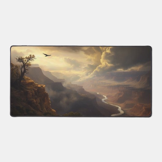 グランドキャニオンの輝き：鳥と黄金の輝き デスクマット (正面)
