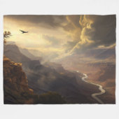 グランドキャニオンの輝き:鳥と黄金の輝き フリースブランケット (正面(横))