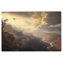 グランドキャニオンの輝き：鳥と黄金の輝き メタルプリント