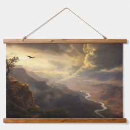グランドキャニオンの輝き：鳥と黄金の輝き 吊り下げ型タペストリー