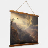 グランドキャニオンの輝き:鳥と黄金の輝き 吊り下げ型タペストリー (傾斜あり)