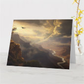 グランドキャニオンの雄大さ：父の日おめでとう カード (黄色い花)
