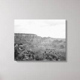 グランドキャニオンを横切る白黒ビュー16x20 キャンバスプリント
