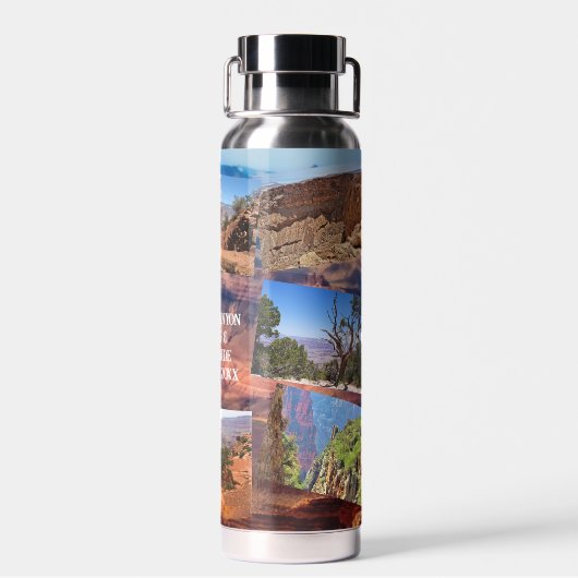 グランドキャニオンアドベンチャー9写真パーソナライズ文字 ウォーターボトル (背面)