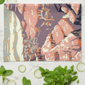 グランドキャニオンウエスタングラフィックアートアメリカン キッチンタオル (折り畳み)