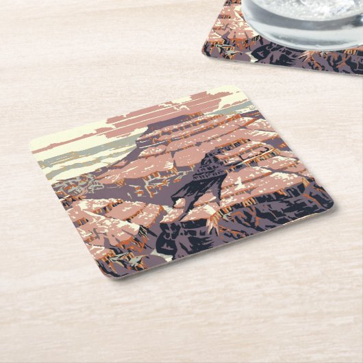 グランドキャニオンウエスタングラフィックアートアメリカン スクエアペーパーコースター (アングル)