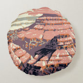 グランドキャニオンウエスタングラフィックアートアメリカン ラウンドクッション (裏面)