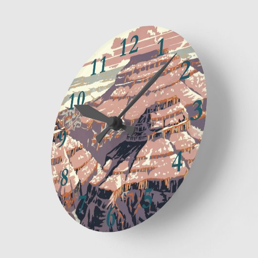 グランドキャニオンウエスタングラフィックアートアメリカン ラウンド壁時計 (傾斜)