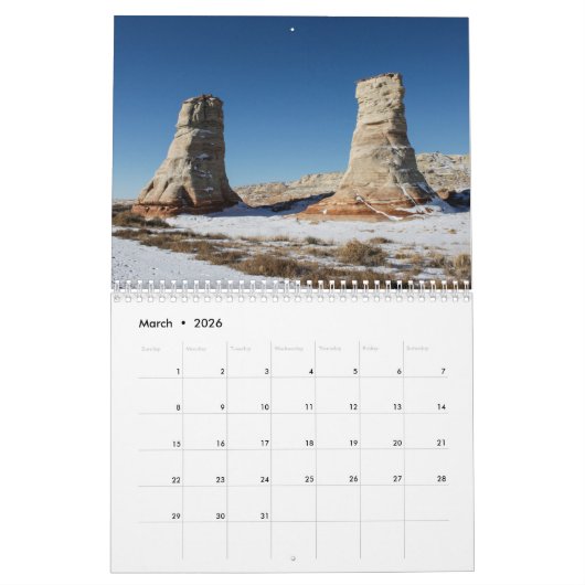 グランドキャニオンエリア国立公園2025 カレンダー (3月 2026)