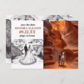 グランドキャニオンカップル日付を保存 招待状 (正面/裏面)