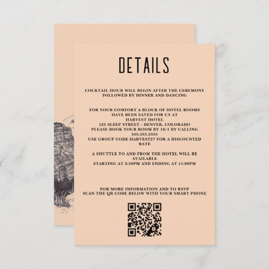 グランドキャニオンカップルQRコードと詳細 エンクロージャーカード (正面/裏面)