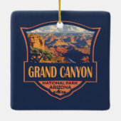 グランドキャニオンナショナルパークイラストレーショントラベルアート セラミックオーナメント (裏面)