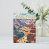 グランドキャニオンナショナルパークイラストレーショントラベルアート ポストカード (スタンド正面)